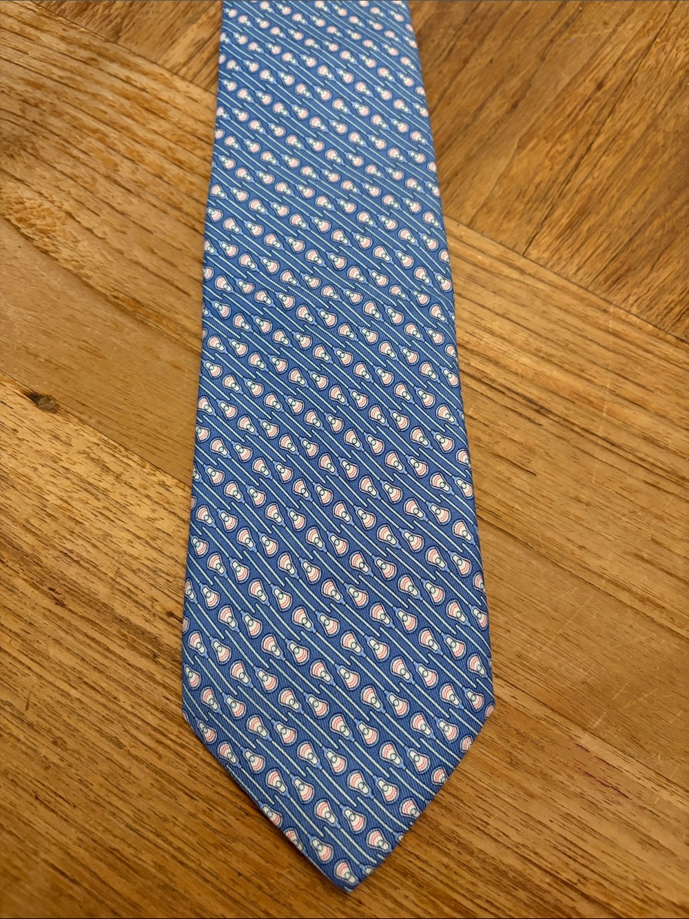 Vineyard Vines Blue Tie with Pink Lacrosse Accents
